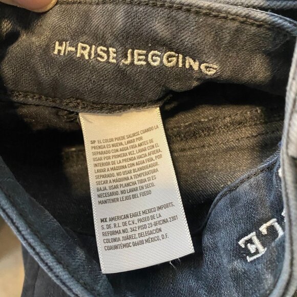 American Eagle Woman's Hi-Rise Jegging Size SP 360° Super Stretch Black Denim Pa - Picture 14 of 16